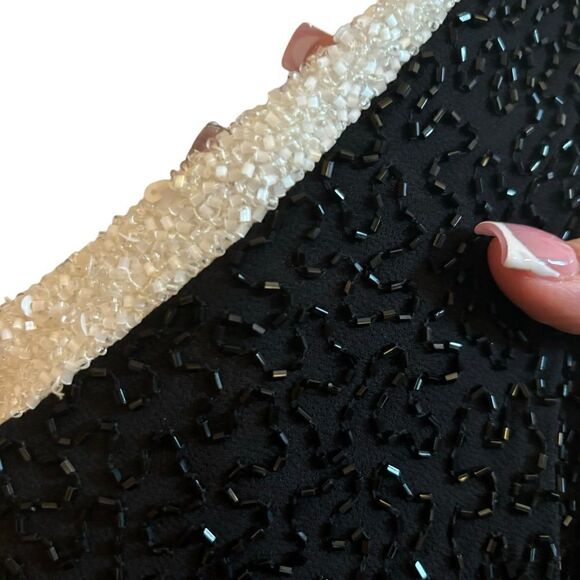 JKARA New York Women’s Heavy Beaded Fully Lined Slip Elegant Midi Dress Size 8 - Picture 5 of 9